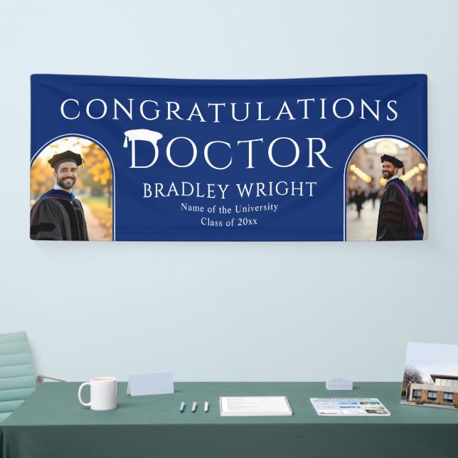 Custom PhD Doctoral Hat Doctoral Degree Graduation Banner (Tradeshow)
