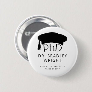 Custom PhD Doctoral Hat Doctoral Degree Graduation Button