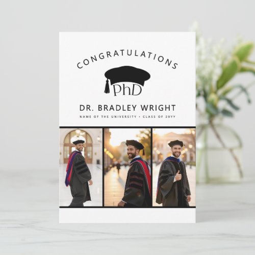 Custom PhD Doctoral Hat Doctoral Degree Graduation Card