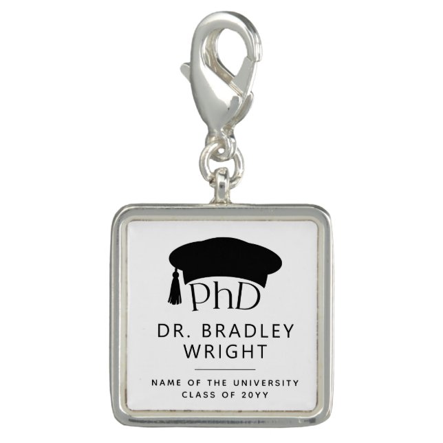 Custom PhD Doctoral Hat Doctoral Degree Graduation Charm (Front)
