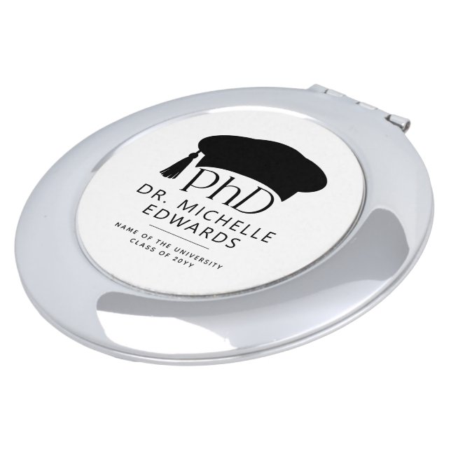 Custom PhD Doctoral Hat Doctoral Degree Graduation Compact Mirror (Turned)