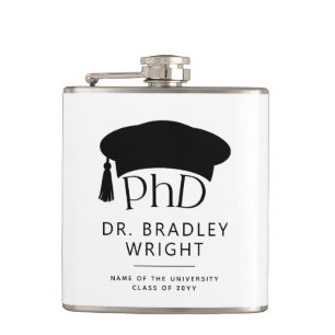 Custom PhD Doctoral Hat Doctoral Degree Graduation Flask