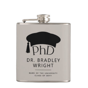 Custom PhD Doctoral Hat Doctoral Degree Graduation Flask
