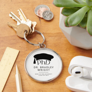 Custom PhD Doctoral Hat Doctoral Degree Graduation Keychain