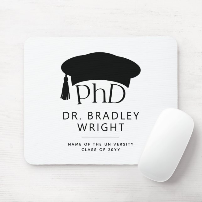 Custom PhD Doctoral Hat Doctoral Degree Graduation Mouse Pad (With Mouse)