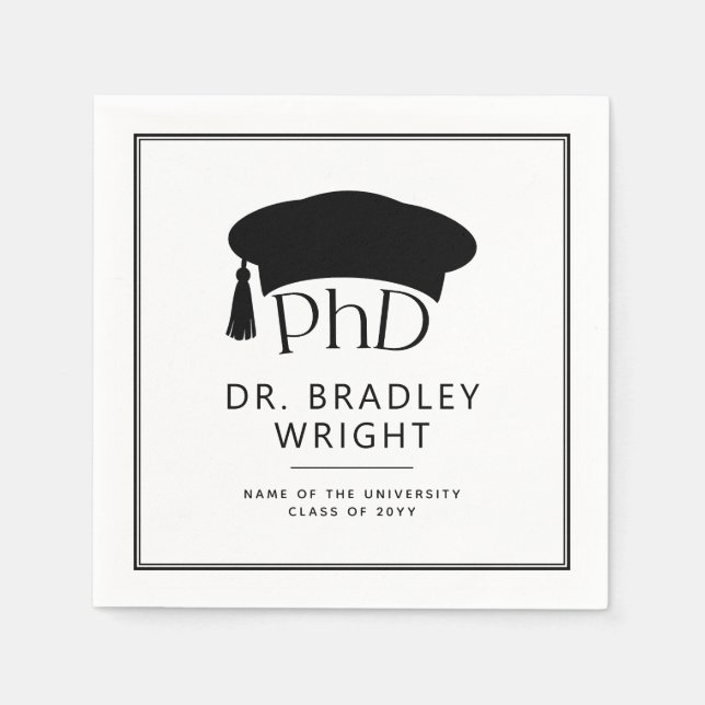 Custom PhD Doctoral Hat Doctoral Degree Graduation Napkins (Front)