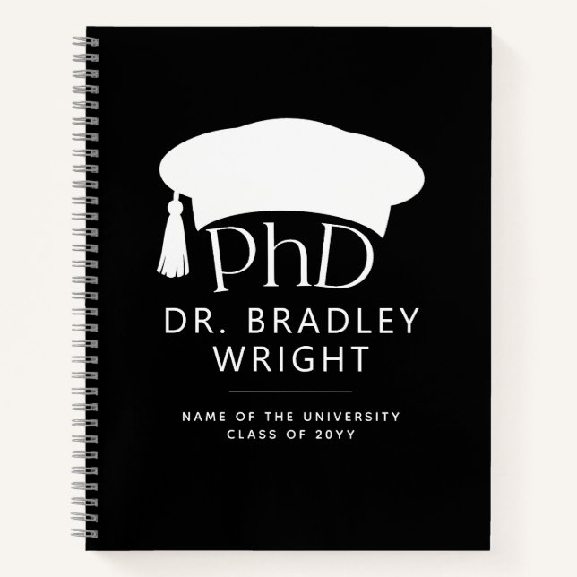 Custom PhD Doctoral Hat Doctoral Degree Graduation Notebook (Front)