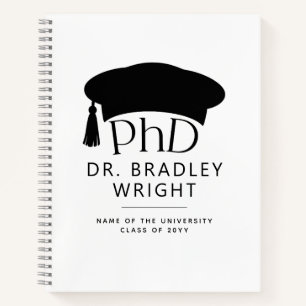 Custom PhD Doctoral Hat Doctoral Degree Graduation Notebook