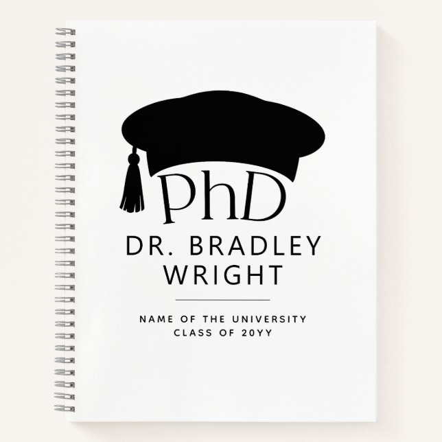 Custom PhD Doctoral Hat Doctoral Degree Graduation Notebook (Front)