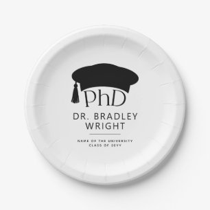 Custom PhD Doctoral Hat Doctoral Degree Graduation Paper Plates