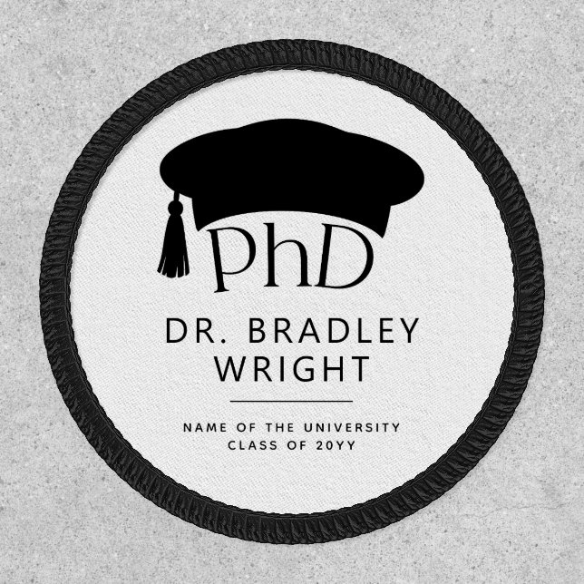 Custom PhD Doctoral Hat Doctoral Degree Graduation Patch (Front)