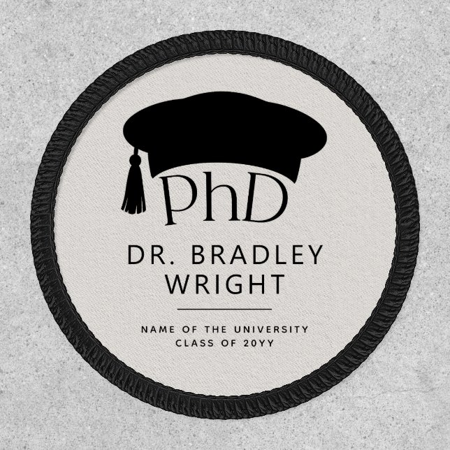 Custom PhD Doctoral Hat Doctoral Degree Graduation Patch (Front)