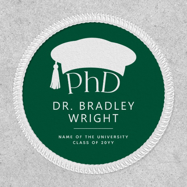 Custom PhD Doctoral Hat Doctoral Degree Graduation Patch (Front)