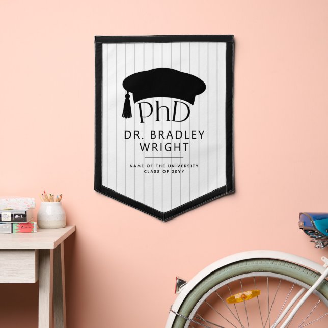 Custom PhD Doctoral Hat Doctoral Degree Graduation Pennant (Insitu 2)