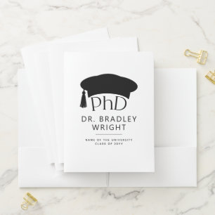 Custom PhD Doctoral Hat Doctoral Degree Graduation Pocket Folder