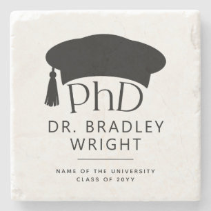 Custom PhD Doctoral Hat Doctoral Degree Graduation Stone Coaster
