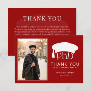 Custom PhD Doctoral Hat Doctoral Degree Graduation Thank You Card