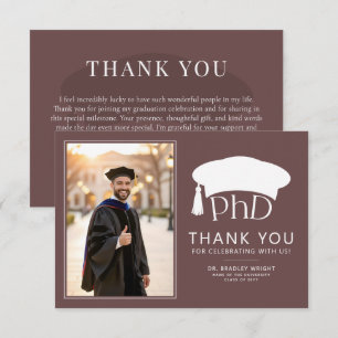 Custom PhD Doctoral Hat Doctoral Degree Graduation Thank You Card