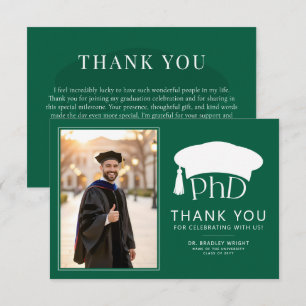 Custom PhD Doctoral Hat Doctoral Degree Graduation Thank You Card