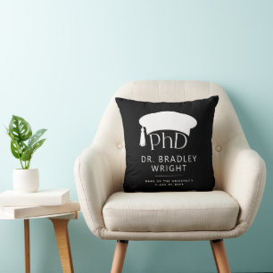 Custom PhD Doctoral Hat Doctoral Degree Graduation Throw Pillow