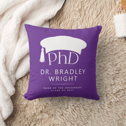Custom PhD Doctoral Hat Doctoral Degree Graduation Throw Pillow