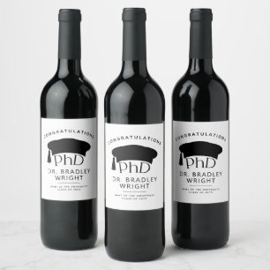 Custom PhD Doctoral Hat Doctoral Degree Graduation Wine Label