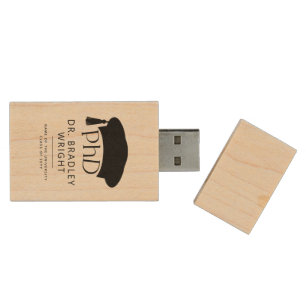 Custom PhD Doctoral Hat Doctoral Degree Graduation Wood Flash Drive