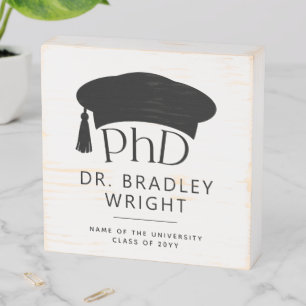 Custom PhD Doctoral Hat Doctoral Degree Graduation Wooden Box Sign