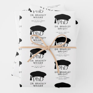 Custom PhD Doctoral Hat Doctoral Degree Graduation Wrapping Paper Sheets