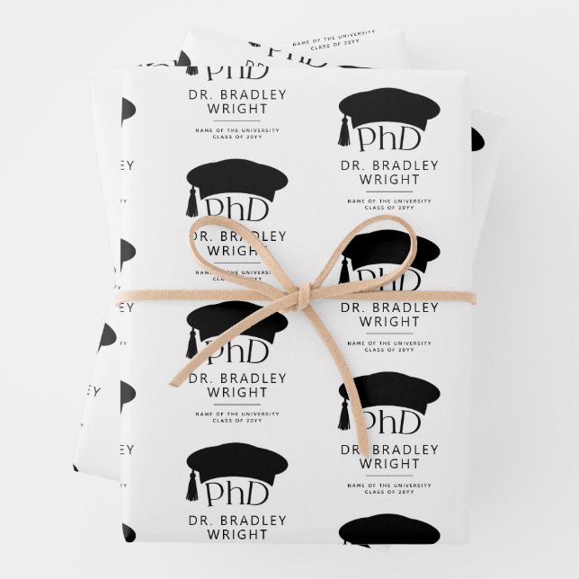Custom PhD Doctoral Hat Doctoral Degree Graduation Wrapping Paper Sheets (In situ)