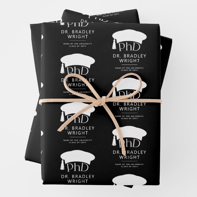Custom PhD Doctoral Hat Doctoral Degree Graduation Wrapping Paper Sheets (In situ)