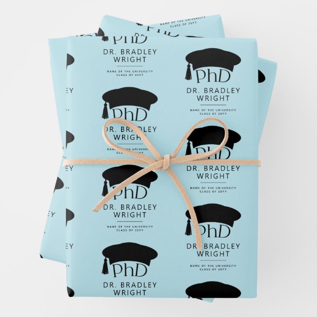 Custom PhD Doctoral Hat Doctoral Degree Graduation Wrapping Paper Sheets (In situ)