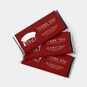 Custom PhD Doctoral Hat Graduation Thank You Hershey Bar Favors