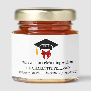 Custom PhD Graduation Party Honey Jar Favors