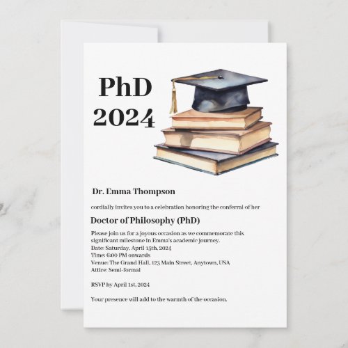 Custom phd graduation party  invitation