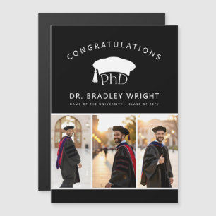 Custom PhD Hat Doctoral Graduation Magnetic Card 