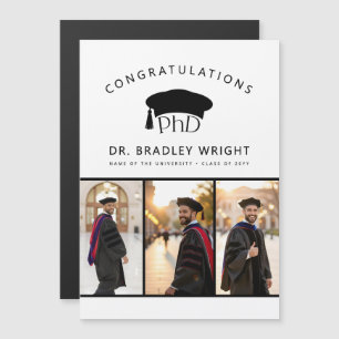 Custom PhD Hat Doctoral Graduation Magnetic Card