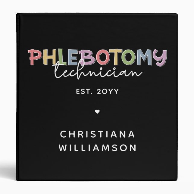 Custom Phlebotomy Technician PBT Phlebotomy 3 Ring Binder (Front)