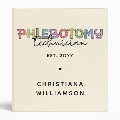 Custom Phlebotomy Technician PBT Phlebotomy Tech 3 Ring Binder