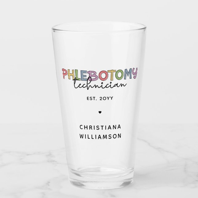 Custom Phlebotomy Technician PBT Phlebotomy Tech  Glass (Front)
