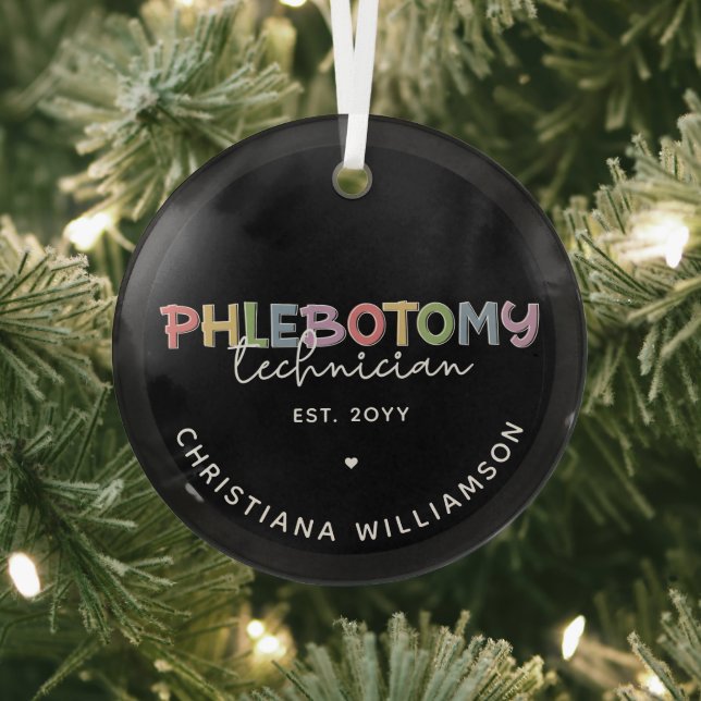 Custom Phlebotomy Technician PBT Phlebotomy Tech Glass Ornament (Insitu)