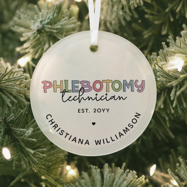Custom Phlebotomy Technician PBT Phlebotomy Tech Glass Ornament (Insitu)