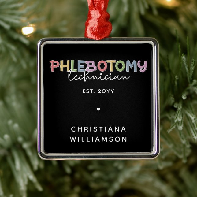 Custom Phlebotomy Technician PBT Phlebotomy Tech Metal Ornament (Tree)