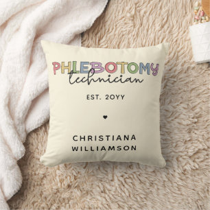 Custom Phlebotomy Technician PBT Phlebotomy Tech Throw Pillow
