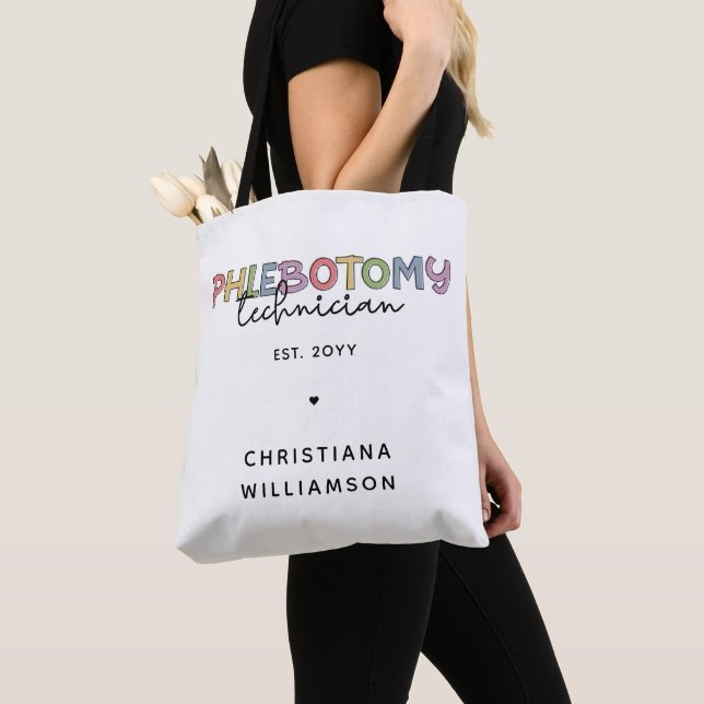 Custom Phlebotomy Technician PBT Phlebotomy Tech Tote Bag (Close Up)