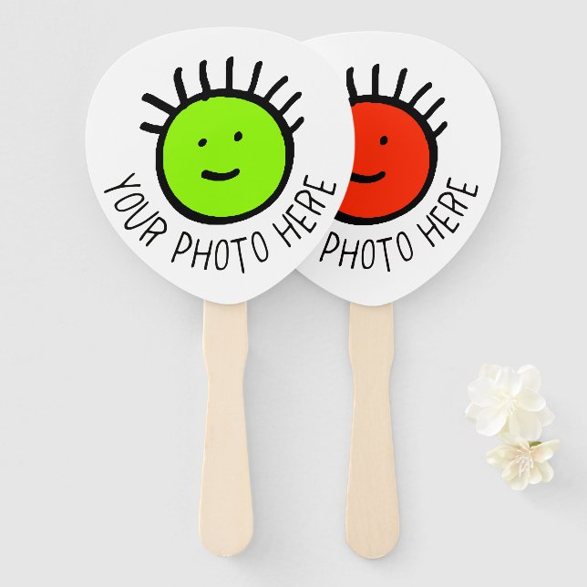 Custom Photo 10 PADDLE HAND FANS, FAVORS Template Hand Fan (Front and Back)