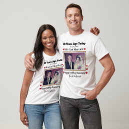 Custom Photo 10th Year Wedding Anniversary Couple  T-Shirt