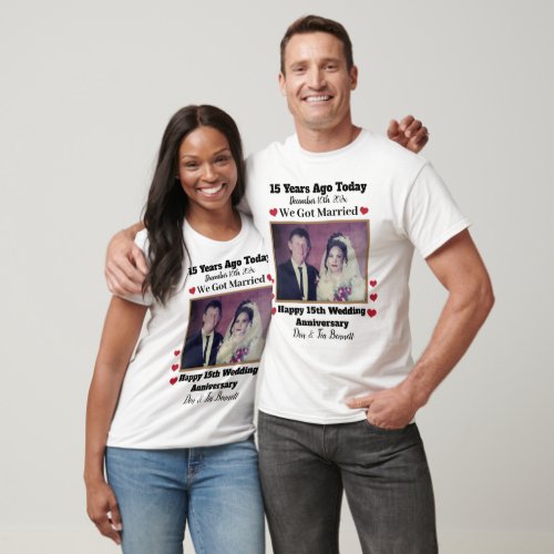 Custom Photo 15th Year Wedding Anniversary Unisex T_Shirt