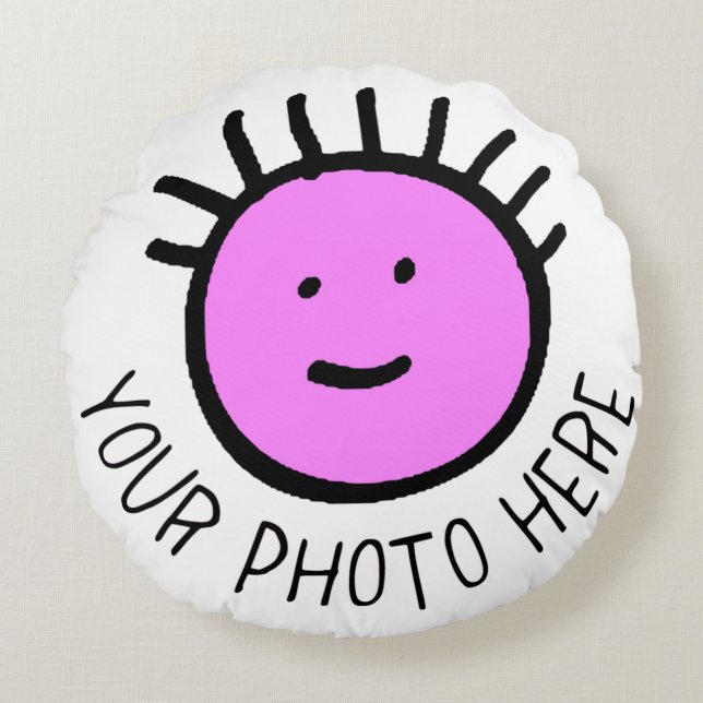 Custom Photo 16" ROUND THROW PILLOW Blank Template (Front)