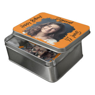 Custom Photo 16th Happy Birthday Orange Template Jigsaw Puzzle